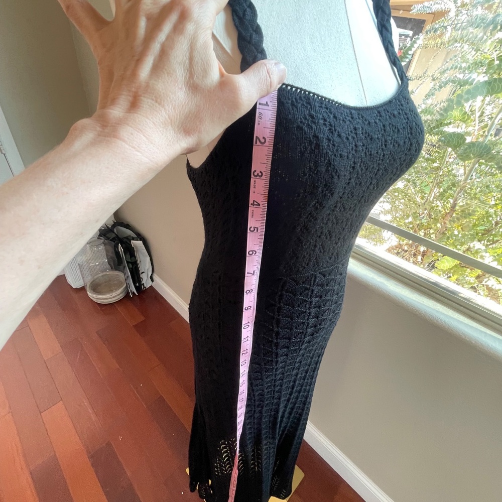 Aqua Crocheted Midi Dress Sz XS Black